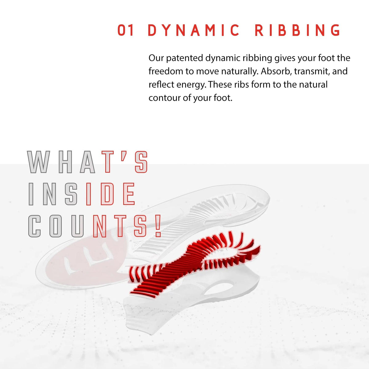 Aline Red All Day Insoles dynamic ribbing.