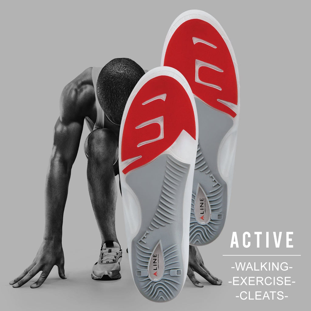 Aline Red All Day Insoles with runner in the background.